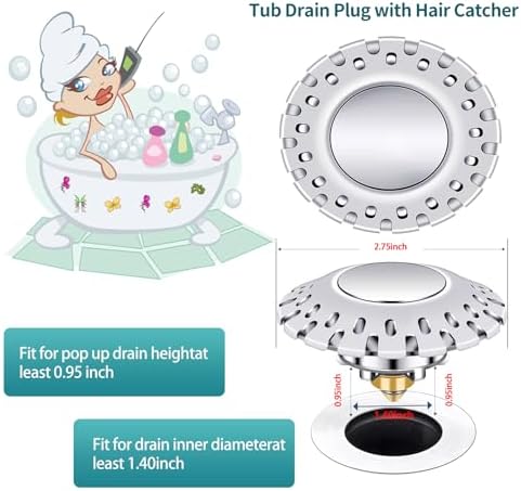 VERUMUNS Universal Tub Stopper Drain Plug with Hair Catcher