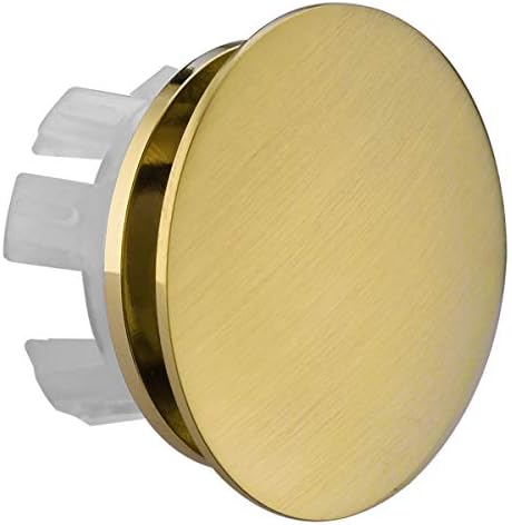 Solid Brass Sink Overflow Cap Round Hole Cover Brushed Brass Gold