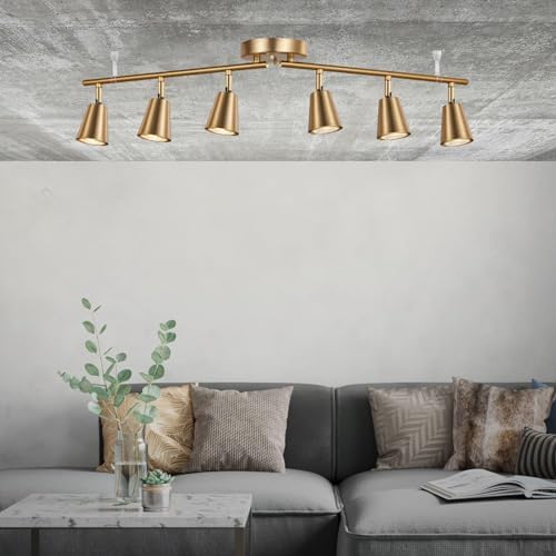 6 Light Track Lighting Kit Foldable Adjustable Ceiling Spotlight for Home Improvement