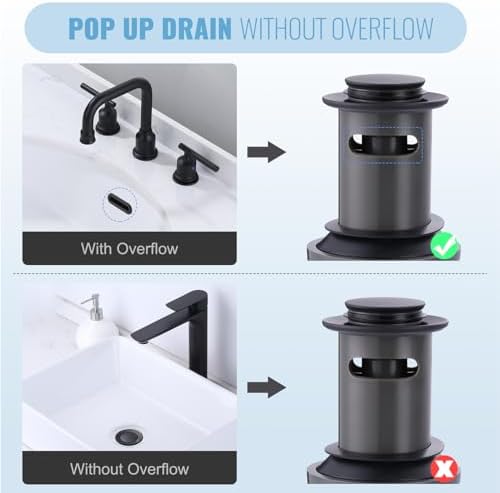 ALEASHA Matte Black Pop Up Drain Stopper for Bathroom Sink