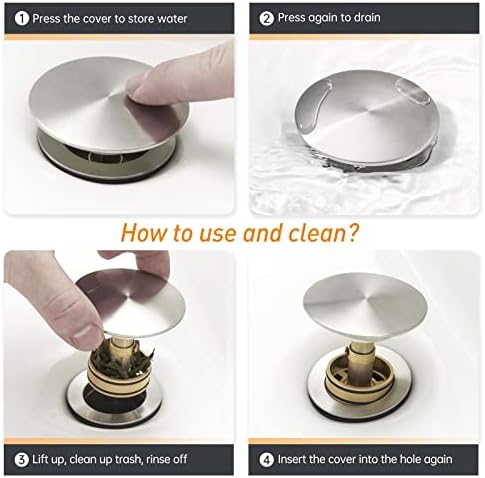2PCS Stainless Steel Bathroom Sink Drain with Overflow - Brushed Nickel