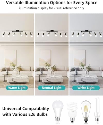 HiBay 6-Light Track Lighting Fixture Set Matte Black Foldable Arm Rotatable Head