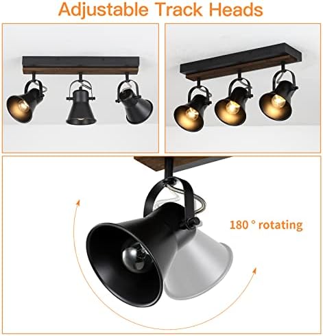 KEESFU 3 Light Track Lighting Kit Black