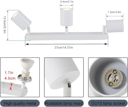 3 Way Track Lighting Kit with Rotatable Heads