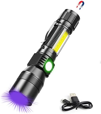 UV Flashlight Blacklight with Side Light and Zoom