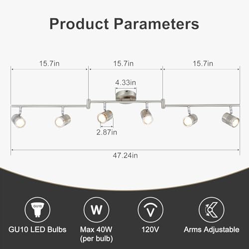 6-Piece 3000K Warm LED Track Lighting Fixtures