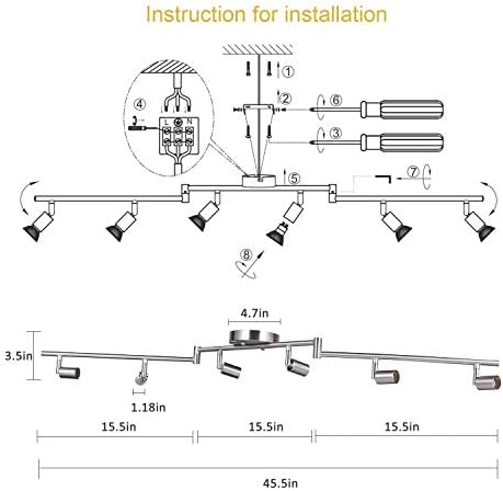 AIBOO 6-Light Adjustable Track Lighting Kit