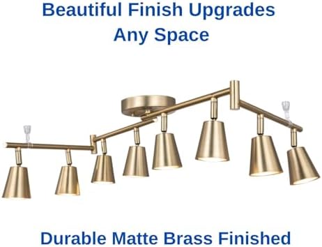 8 Light LED Track Lighting Kit with Matte Brass Finish
