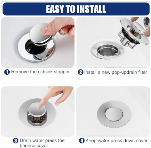 Universal Bathroom Sink Stopper with Hair Catcher
