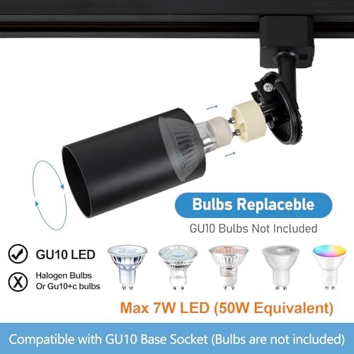 6 Light LED Track Lighting Kit with Floating Canopy Connector Black