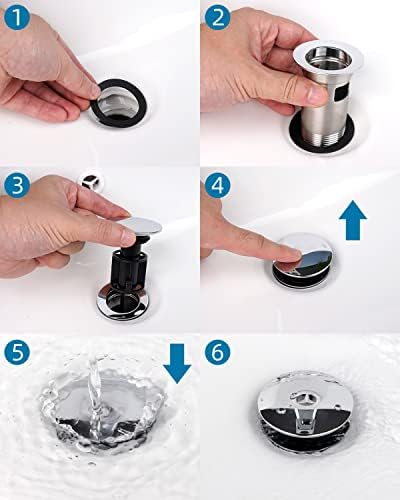 2-Pack Chrome Metal Bath Sink Drain with Overflow Pop-Up Design