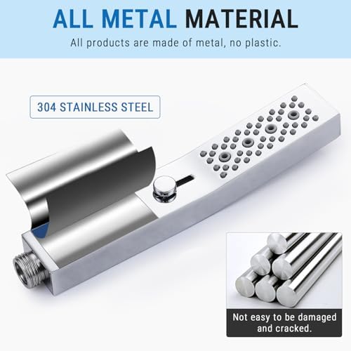 G-Promise All Metal Handheld Shower Head with 3 Function Massage Mode