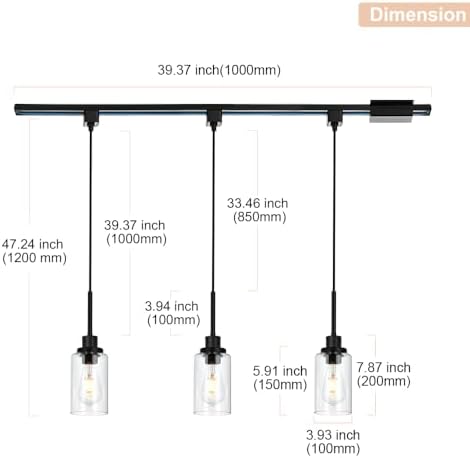 3-Pack H-Type Track Pendant Lights