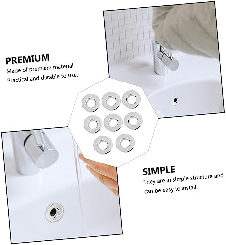NULYLU 8-Piece Ceramic Sink Drain Cover Prevent Overflows with Silver Plates