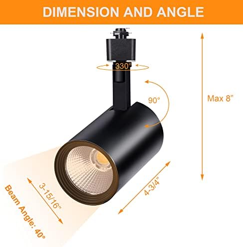 CLOUDY BAY 20W 1600LM LED Track Lighting Heads - 2700K-5000K Selectable Dimmable CRI90