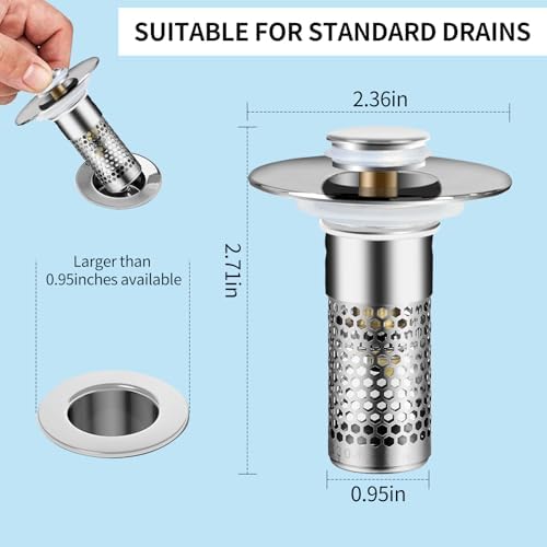 2-Piece Universal Sink Drain Stopper System for US Sinks