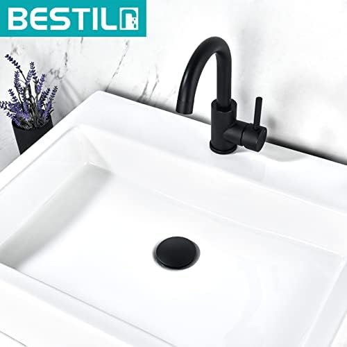 BESTILL Matte Black Vessel Sink Drain Stopper for Bathroom Fixtures