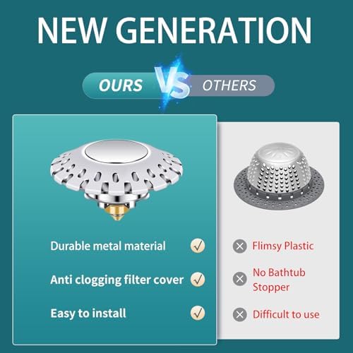 VERUMUNS Universal Tub Stopper Drain Plug with Hair Catcher