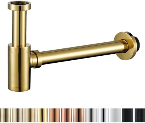 Modern Round Brass P Trap with Gold Finish
