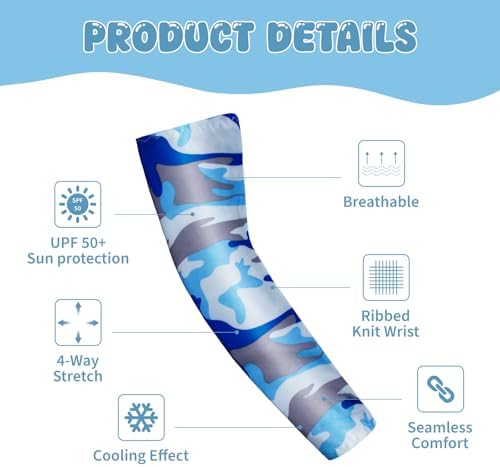 HLDGRAS Comfortable Arm Sleeves for Kids UV Protection Compression