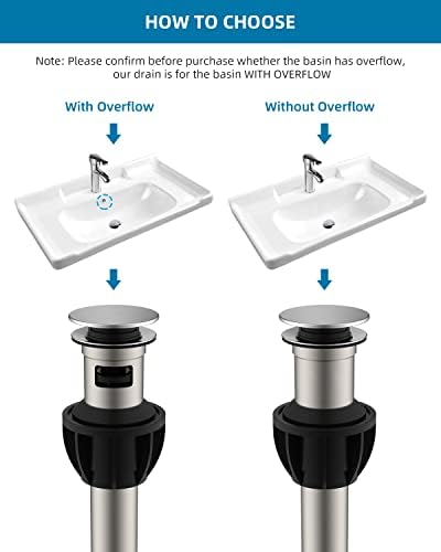 2-Pack Chrome Metal Bath Sink Drain with Overflow Pop-Up Design