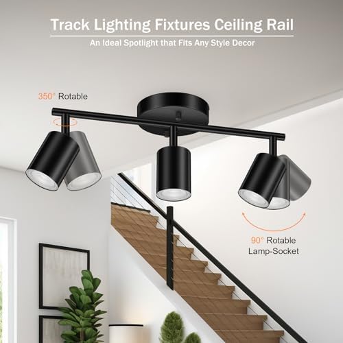 Bricosmocon 3 Light Track Lighting Fixture Black