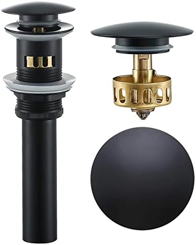 SWHYGER Matte Black Sink Drain with Hair Catcher and Overflow