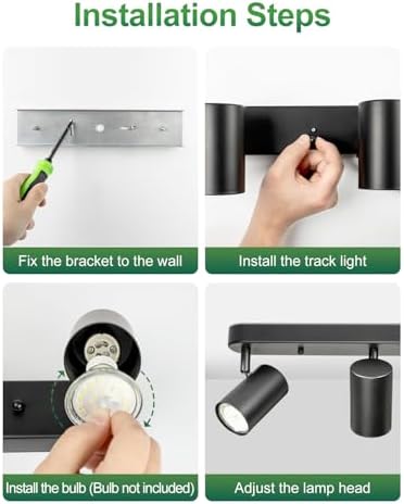 Fondiiz Plug In Track Lighting with 3 Ways Rotatable Heads