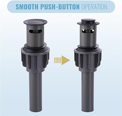 ALEASHA Matte Black Pop Up Drain Stopper for Bathroom Sink