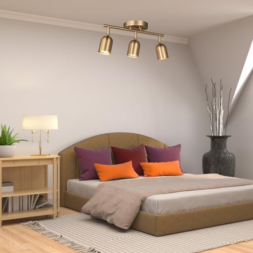 3 Light Ceiling Track Lighting Kit Matte Brass Finish