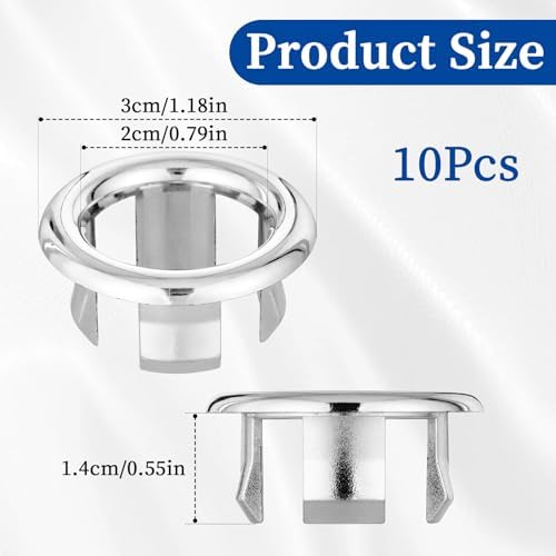 10-Pack Sink Overflow Cover Silver for Kitchen Bathroom