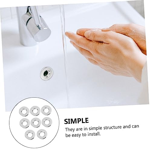 NULYLU 8-Piece Ceramic Sink Drain Cover Prevent Overflows with Silver Plates