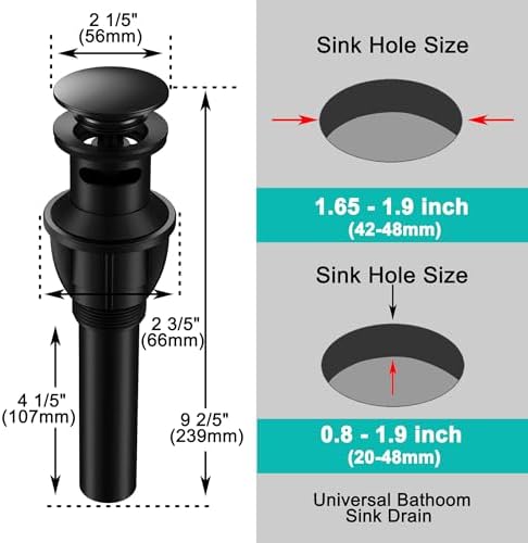 Matte Black Bath Sink with Overflow