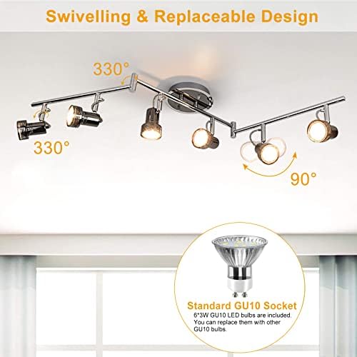 Depuley 6-Light LED Track Lighting Kit with Foldable Arms