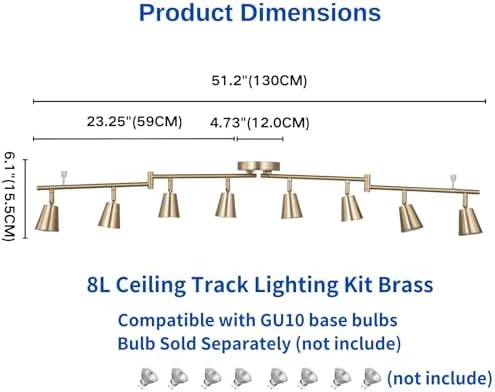 8 Light LED Track Lighting Kit with Matte Brass Finish