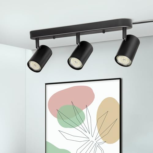 Fondiiz Plug In Track Lighting with 3 Ways Rotatable Heads