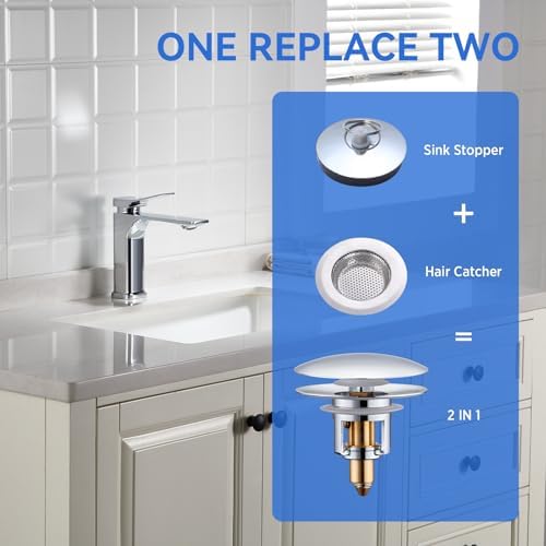 ADKADI 2-in-1 Sink Drain Stopper