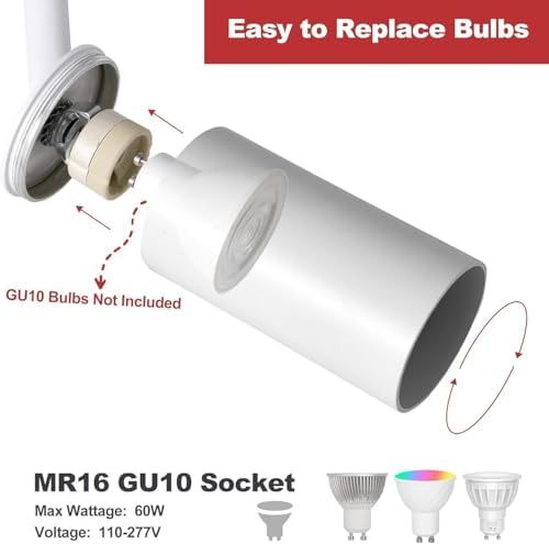 6 Light GU10 Track Lighting Kit with 66FT H Track Rails