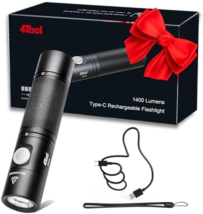 Compact 1400 Lumens led flashlight rechargeable waterproof