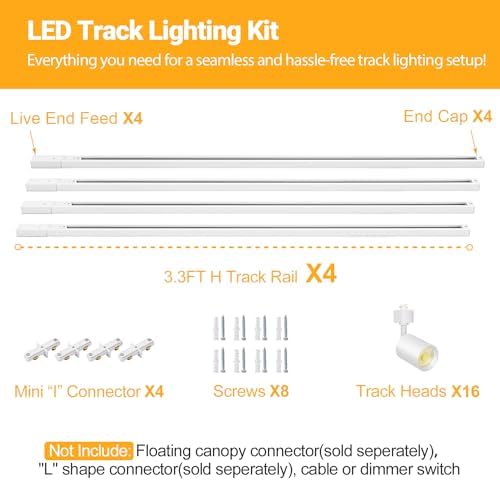 VANoopee 16-Light LED Track Lighting Kit