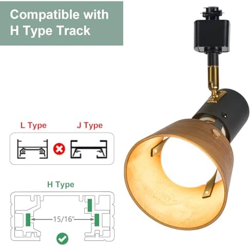 Te Henoo Modern Track Lighting Matte Black Natural Wood E26 3-Light Kit