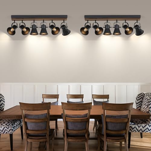KEESFU 6 Light Track Lighting Kit Black Modern Farmhouse Ceiling Light
