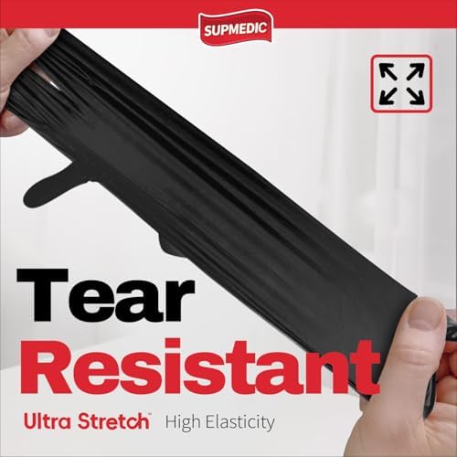 Supmedic Nitrile Exam Gloves 5 Mil Chemical Resistant Latex-Free Black 100Pcs