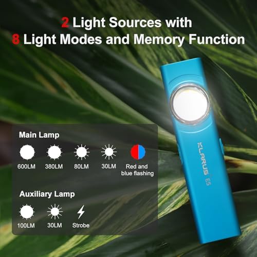 Klarus E5 Pocket Flashlight Rechargeable Dual Light Source IPX4 Waterproof