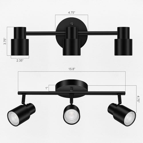 BoostArea 3-Light Track Lighting Kit Black Durable Versatile