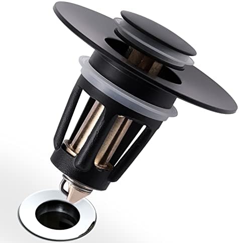 MINGOR-Style Matte Black Brass Drain Stopper with Basket