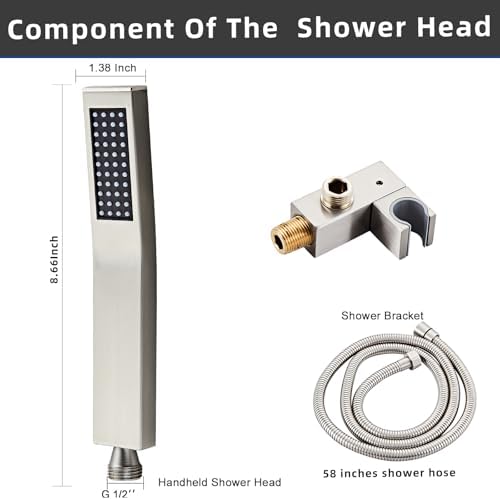 Brushed Nickel Square Hand Shower Head Set