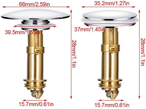 SEIWEI Bathroom Pop Up Drain Plug - Tall Durable 66mm