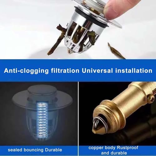 Copper Sink Drain Stopper with Hair Catcher for Bathroom Kitchen