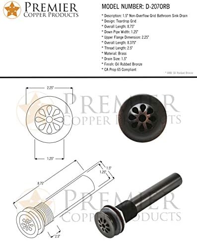 15-Inch Non-Overflow Grid Sink Drain in Oil Rubbed Bronze